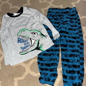 Cozy Gray and Blue Dinosaur Pajama Set